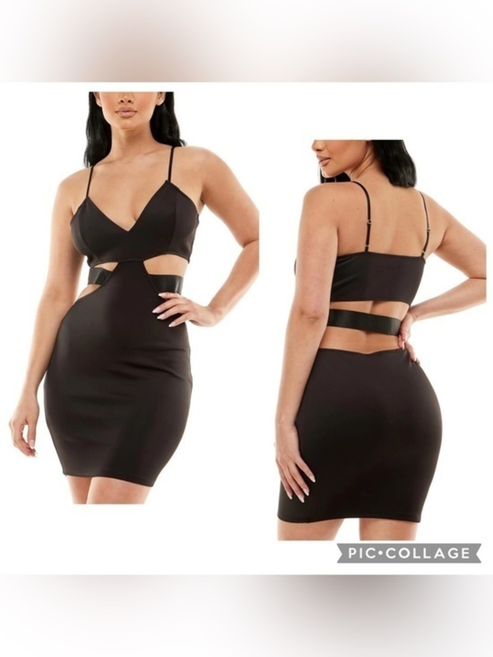 Bebe Black Cutout Spaghetti Strap Bodycon Dress size L